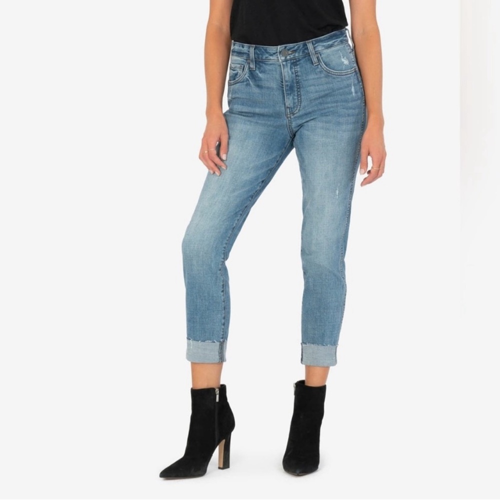 Kut from the Kloth Catherine High Rise Fab Ab Boyfriend Jeans Size 20W Raw Hem